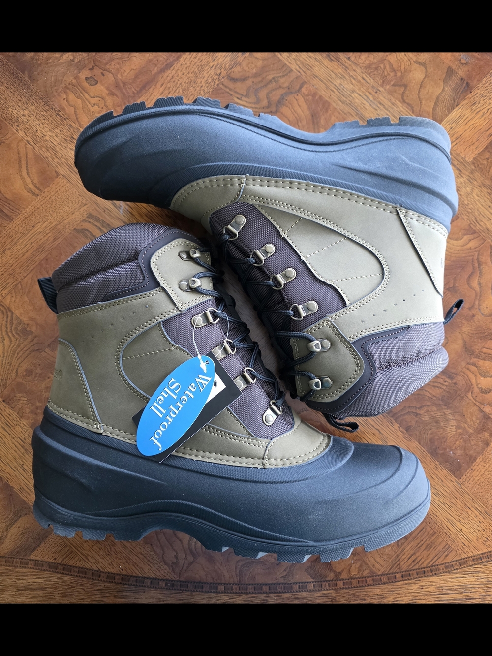 Weatherproof Men's Blake Waterproof Insulated Flat Heel Winter Boots Olive Sz 13